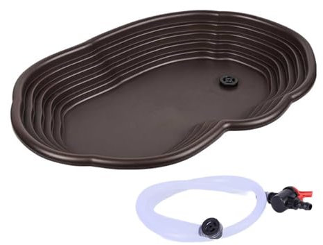 perfk Bassin de Bain pour Reptiles, Bol d'eau d'alimentation pour Reptiles, Plat d'alimentation pour Reptiles, avec Rampe et Plate-Forme, Plat d'eau Tortue pour Grenouille, Gecko, Tuyau de vidange
