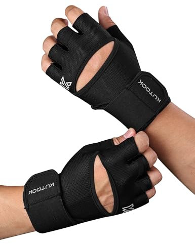 KUTOOK Ruderhandschuhe Fitness Calisthenics Handschuhe Krafttraining Bodybuilding mit Handgelenkschutz Trainingshandschuhe Herren Damen Stoßdämpfend mit Palm Pad für Crossfit schwarz L
