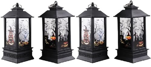 NSXIN 2pcs Halloween Deko Laterne, 20cm Hohe Halloween Licht Kürbis Laterne Halloween Vintage Kürbis Kerzenlaterne Tragbare Garten Hängedeko (ohne Batterie) (Klein,4 Stück/4 Muster)
