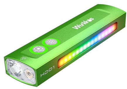 Wurkkos HD01 LED Taschenlampe wiederaufladbar, grünerlicht, Hauptled für Weißlicht mit RGB Seitenlicht, 1200 Lumen tragbare Taschenlampen mit magnetische, cob taschenlampe, Arbeitslicht für Reparatur