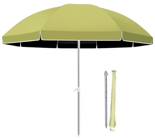Ombrellone da spiaggia portatile con protezione UV, 1,8 m, verde, rotondo, per esterni, piscina, viaggi, altezza regolabile e borsa inclusa