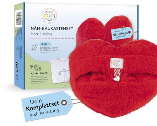 cuci cuci Näh-Baukastenset Motiv: Herz Liebling | Erste Näherfolge garantiert für Kinder ab 5 Jahren, Komplettset mit allem, was Du zum Nähen brauchst | Fördert Kreativität & Geschicklichkeit