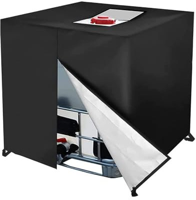 SXZAGZR IBC Tankabdeckung, wasserdichte 1000L Wassertankabdeckung, Heavy Duty 210D Oxford Fabric Windproof Anti-UV Outdoor IBC Cover (Schwarz)