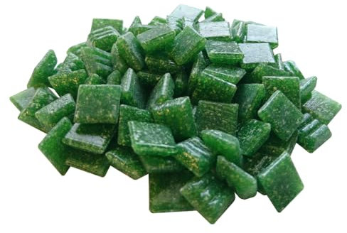 Zimasi Glasmosaik 900 g – Glassteine zum Basteln & DIY in Dunkelgrün – Bastelset mit Mosaiksteinen für Erwachsene & Kinder – Mosaiksteine für kreative Projekte [ca. 1350 Stück, 1x1 cm] Dunkelgrün