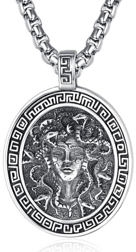 Medusa Kette Griechischer Gott Halskette Silber 925 Medusa Anhänger Griechische Mythologie Schmuck Geschenke für Herren Männer
