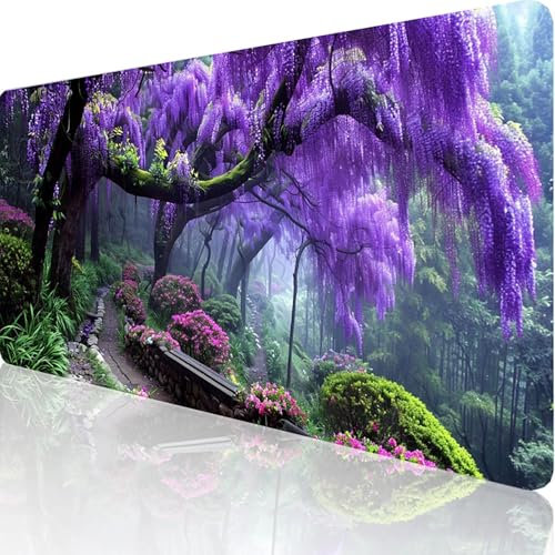 Tappeto Mouse Verde, Tappetino Mouse Gaming Fiore Accessori Scrivania Tappetino Scrivania 1400x600x3mm, Base in Gomma Tappetino Gaming, Tappetino Mouse Grande Ufficio Sottomano Scrivania T-N-M-Y