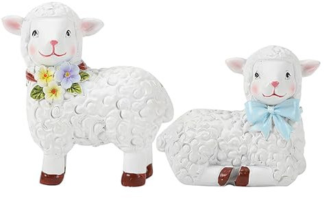 Ostern Lamm Deko - Schaf Karikatur für Zuhause Akzentstatue - Lamm Figur - Deko-Figur Harz Gartenfiguren Frühling für A