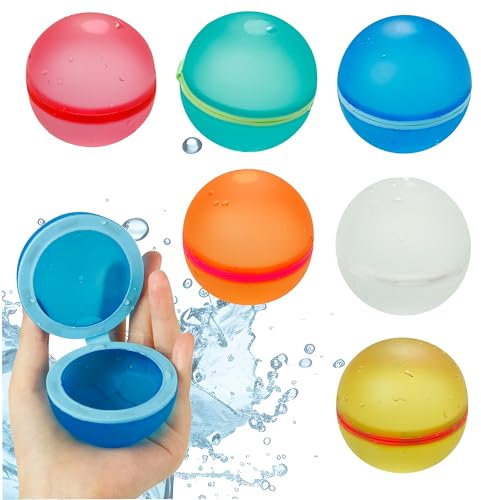 6 bombas de agua con cierre automático y reutilizables, mesa de estómago y llenado rápido, para niños y adultos, de plástico suave