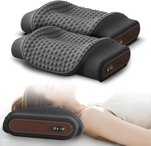 Nackenmassagegerät Elektrisch mit Wärme, 2025 Upgrade Elektrische Massagekissen Entspannungskissen für Nacken Zervikales Massagekissen, Nackentraktion Schulterkorrektor (2)