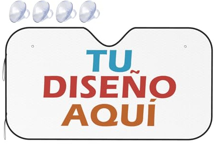 Parasol Personalizado Coche, Personalizada Diseña tu Logo, Foto o Texto Personalizado parasoles Coche Delanteros, bloquea los Rayos UV y Mantiene el vehículo White 140cm x 76cm