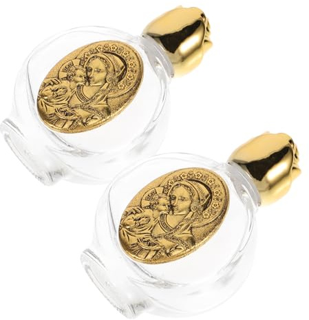 BIUDECO 2 pièces Bouteille Verre Décorative Portable Flacon Eau Bénite Compact avec Surface Relief Récipient Étanche et Multifonctionnel pour Voyage et Festival