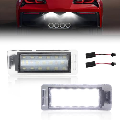 GSOWO 2 PCS LED Number Plate Light for Mokka Insignia ATS CTS Corvette Sonic Camaro Cruze Verano Envision Allure Acadia, [18 SMD Chips] [Plug & Play], Rear Number License Plate Lamps, White Light