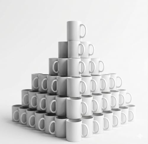 Pack de 36 Tazas para Sublimación 11 oz | Cerámica Blanca AAA Premium | Alta Definición de Color | Aptas para Prensa Térmica, Microondas y Lavavajillas | Para Personalizar Fotos, Logos y Regalos