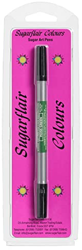 Sugarflair Moss Green Edible Food Decorating Pen - Dual Tip Food Pens for Writing Messages & Drawing On Sugar Paste, Marzipan, Frosting Or Any Other Dry Smooth Surface