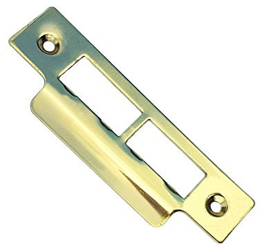 Polished Brass Strike Plate for Door Frames Plated Finish 114mm Long Square Edge