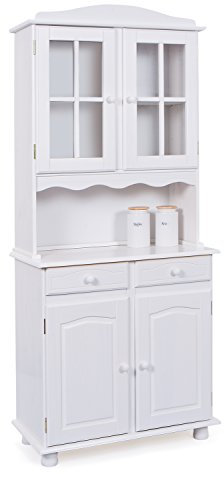 Dmora Mobile Buffet credenza vetrina Shabby, Pino massello, 88 x 198 x 32 cm