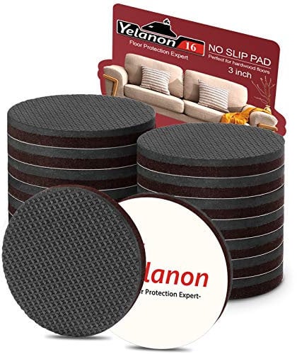 Yelanon Lot de 16 patins antidérapants de 75 mm, antidérapants pour pieds de meubles, pieds de meubles en caoutchouc autocollants, protecteurs de sols en bois dur pour garder les bouchons de canapé