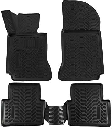 J&J AUTOMOTIVE 3D Gummimatten passend für Mercedes C Klasse W204 2006-2011 4tlg, TPE Allwetter Automatten mit hohem Rand Passform rutschfest Geruchsneutral Schwarz