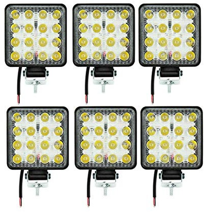 6 X Phare 48W Carrée Projecteurs De Travail Profondeurs 12V 24V 6480Lm 16 Led Pour Auto Bateau Camion Tracteur VTT Hors Route Poids Lourd