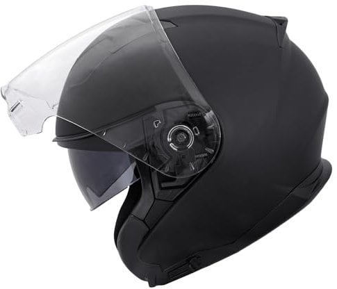 Zorax Matt Black XXL (63-64cm) ZOR-602 Double Sun Visor Open Face Motorbike Motorcycle Helmet Road Legal ECE 2206