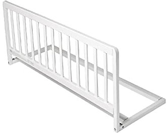 Safetots Barrera de Cama de Madera, Blanca, 38cm de Alto x 90cm de Ancho, Barrera para Cama Infantil para Seguridad, Baranda de Cama Infantil Segura, Preensamblada, Instalación Fácil