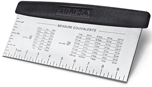 HULISEN 10-Inch Bench Scraper, Stainless Steel Dough Cutter with Scale