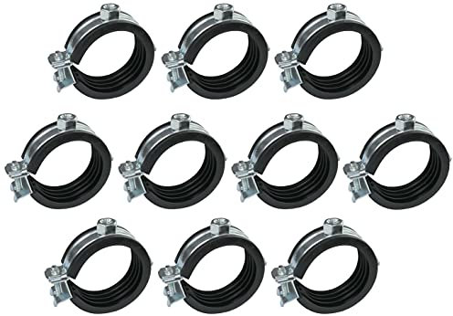 AERZETIX - C49866 - Satz von 10 - Schellen isophonische - Befestigungshalter mit Dichtung - für Schlauch Ø1 1/2'' - DIN EN 10111 - aus verzinkter Stahl - zum Anschrauben М8