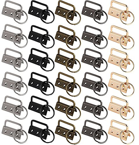 La Llareta 30 Stücke Wristlet Hardware, 32mm Schlüsselband Rohlinge, Klemmschließeanhängermit Schlüsselring, Klemmschließeanhänger für Herstellung von Schlüsselbändern DIY (5 Farben)