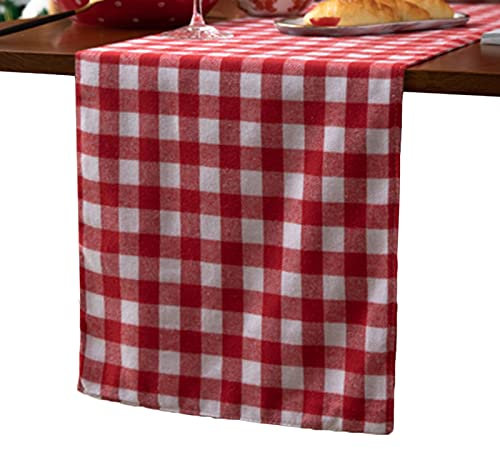 Chemin de table RENRUIRUI en Coton Rustique À Carreaux Rouges Et Blancs, pour La Ferme Vacances Fête Anniversaire Mariage Noël Saint Valentin Table À Manger Décor (Size : 30X180CM)