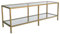 Locelso TV Stand | 100% gehärtetes Glas | 4mm Dicke | 100% Metallrahmen | Zahlreiche Ablagen | Gold