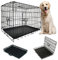 Dog Crate Medium Size Puppy Crate Large Dog Cage for Car Boot, 2 Door 2 Locks Puppy Playpen with Non-Chew Metal Removable Base Tray, Steady Handle Easy to Carry/Transport, 30-inch Black