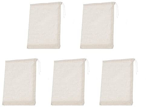 WYAN 5 Pezzi Garza Alimentare,Sacchetti di Filtraggio del Latte, Sacchetti in Tessuto Filtranti, Lavabili Riutilizzabili, Adatti per Yogurt, Formaggio, Caffè Freddo Tè (12 X 14 Pollici)