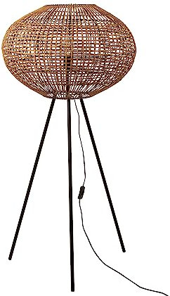 J-Line Lampe Trepied Rotin/Metal Marron/Noir Small
