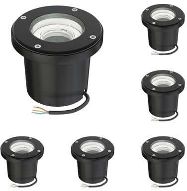 ledscom.de Einbauleuchte BOFU, Outdoor, IP67, schwenkbar, schwarz, rund, 150mm Ø, 1x GU10 max. 15W, 6 Stk.