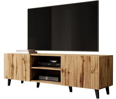 Mirjan24 TV Lowboard Vailbo 150, Fernsehschrank, Fernsehtisch, Unterschrank, TV-Tisch, Board, Schrank, B:150 cm, H:53 cm, T:42 cm, TV-Bank (Eiche Wotan)