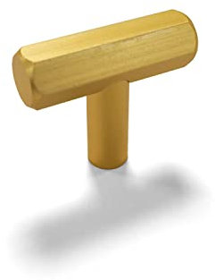 Handle & Home 40mm Gold Matt Brass Hexagon Kitchen Cabinet Knob | Cupboard Door Drawer Pull Wardrobe Furniture Replacement