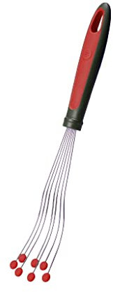 Kochblume Tellerbesen/rostfreier Edelstahl/Lebensmittelsilikon/spülmaschinenfest/BPA-frei/Silikonkugeln 260°C hitzebeständig/Länge gesamt: 30 cm/Länge Griff: 13,5 cm / 22098 (rot)