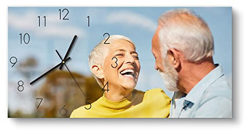 DEQORI personalisierte Glasuhr mit Foto | vertikal 60x30 cm, Zahlen, Weiß | eigenes Bild | große XXL Design Uhr aus Glas | leise Wanduhr für Wohnzimmer & Küche | Moderne Uhr für die Wand