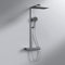 EMKE Colonne de douche Thermostat Ensemble de colonne de douche avec plaque thermostatique de 40 cm, tige de douche, douchette à main avec 4 mode, douchette à effet pluie, bec verseur, Gris métal