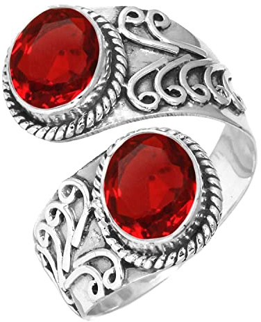 Echter 925 Sterling Silber Handgefertigter Schmuck Oval Amethyst, Achat, Granat, Kristall Natürlicher Edelstein Boho Ring für Frauen