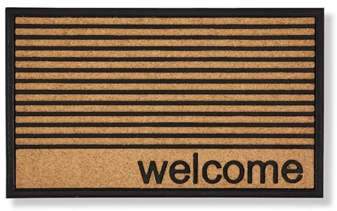 Astra Fußmatte außen Border Graphic - Schmutzfangmatte Outdoor - Eingangsmatte aus Gummi und Polypropylen - rutschfeste Türmatte 45 x 75 cm Welcome