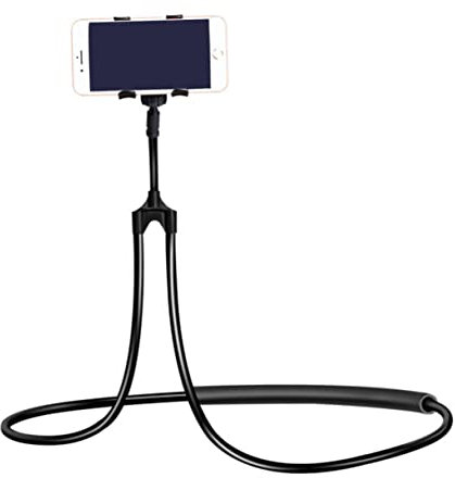 VILLFUL Soporte Flexible para Teléfono Móvil Forma De u para Uso Múltiple, Ajustable para Cama y Escritorio, Material Duradero, Diseño para Colgar Cuello, Color Negro
