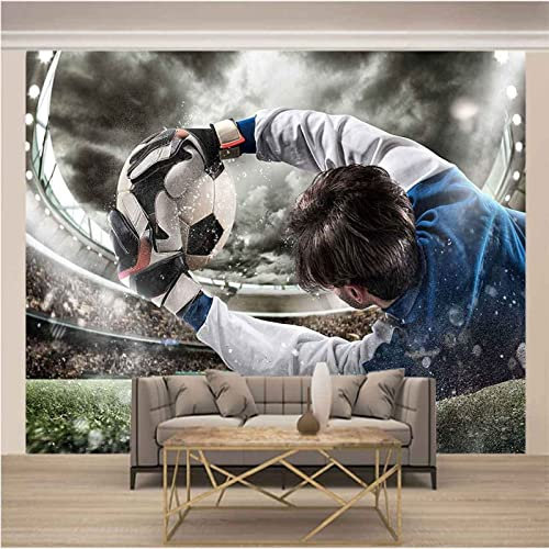 3D Mural Wallpaper Boy Football 3D Murals Wallpaper for Bedroom and Living Room Wall Decoration