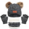 LINSOCLE 3in1 Kinder Wintermütze Schal Handschuhe Set, Strickmütze Babymütze Mütze Set, Jungen Warme Wintermütze Beanie Hut Handschuhe Runder Schal Set für 2-6 Jahre