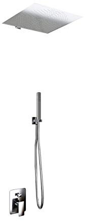 Set pour douche double fonction modéle slim avec douchette à main et pommeau douche avec barre de fixation à paroi (40X40)