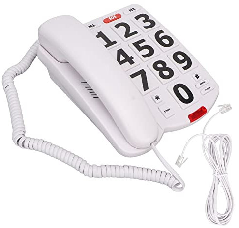 Telefono con tasti grandi per anziani, telefono fisso con cavo per la casa a volume regolabile, suoneria amplificata con altoparlante forte per non udenti, impugnatura ergonomica antiscivolo