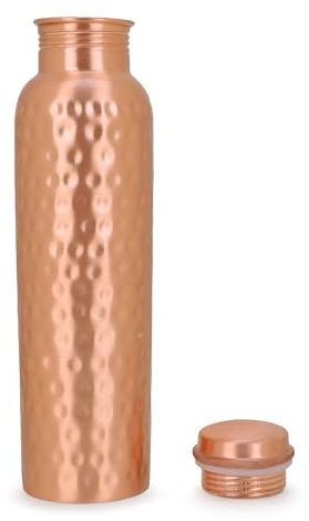 S S IMPEX Kupfer-Wasserflasche, ayurvedisches, natürliches Reisegefäß für gesundes Trinkwasser, 900 ml (klassisch gehämmert), SSCB-1
