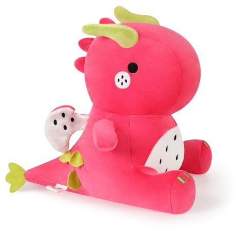 shownicer Plüschtier Dinosaurier Kuscheltier Stofftier Kawaii Dino Plüsch Kissen Spielzeug Plüschsaurier Wurfkissen Schmusetier Geschenk für Kinder Mädchen 12+ Jahre (Rot, 25cm)