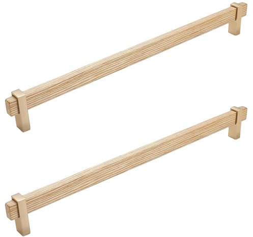SZLXJMFL 2 Stück Holz Möbelgriffe, 320mm Garderobe Griffe Modern, Buche Natur | lackierte Oberfläche, 192mm Bügelgriff, Schrankgriffe Inkl Schrauben-360mm/14in