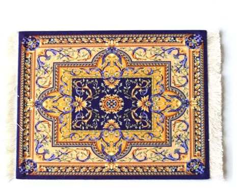 Qiantull Tapis de souris créatif Mini tapis oriental Motif tissu textile Petit tapis de souris avec pompons en coton Tapis de souris Accessoires d'ordinateur Sous-verre 28 x 18 cm 16#Violet foncé